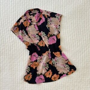 Floral Print Women's Top - Pink and Orange